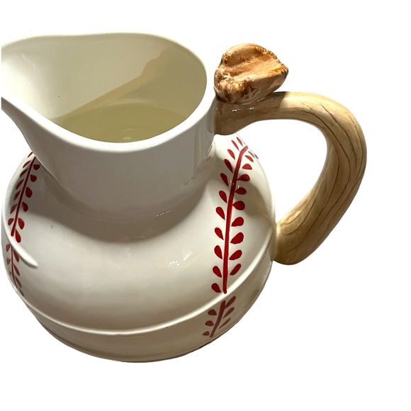 Home Etc Pitcher Baseball Shaped Bat & Mitt Handmade/Painted 2 Quarts 8” Tall - Picture 5 of 12